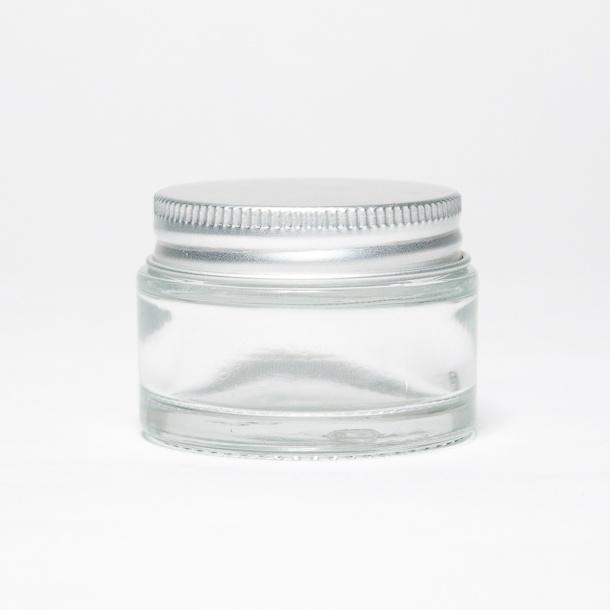 Tarro de vidrio | Color Transparente con Tapa  en Aluminio | Capacidad: 40ml REF 1039